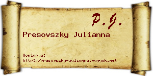 Presovszky Julianna névjegykártya